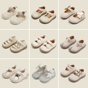 Princess Mary Jane Shoes for Toddler Girls Microfiber Leather Anti-slip First Walkers Spring Autumn Casual Flat Shoes