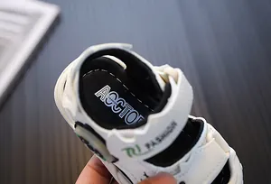 Detailed close-up of soft-soled toddler sandals showing high-quality interior materials.