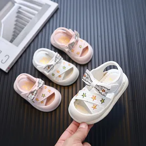 Baby Meisjes Peuter Sandalen Zomer Nieuwe Zachte Zool Strik Prinsessenstijl Gesloten Teen Schoenen Voor Baby's