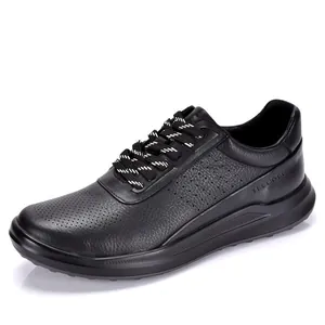 Zapatos Casuales de Cuero de Vaca Genuino para Hombre Zapatillas de Running al Aire Libre Transpirables Zapatos de Caminar Ligeros con Suela Blanda para Hombre