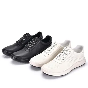Zapatillas de cuero genuino para hombre en blanco y negro para exteriores y deporte.