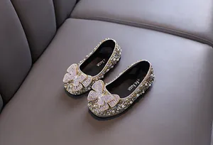 Glitzernde Strassschuhe für Mädchen mit elegantem Kristallschleifen-Detail