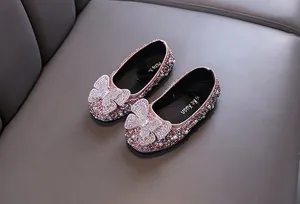 Funkelnde rosa Mädchen Prinzessin Schuhe mit Strass-Schmetterling und Perlen