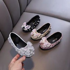 Mädchen Prinzessin Strass Schuhe Künstliche Perle Schleife Flache Schuhe Für Hochzeit Tanz Aufführung Party Kleinkind Schuhe