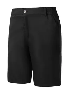 Detailansicht der schwarzen Freizeit-Sportshorts für Herren mit elastischem Bund.