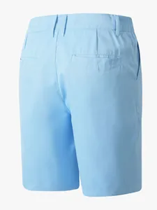 Detailansicht der Rückseite hellblauer Herren-Freizeitshorts für den Sommer