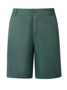 Vorderansicht der lässigen dunkelgrünen Sportshorts für Herren mit elastischem Bund