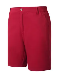 Vorderansicht der roten Herren-Sportshorts mit elastischem Bund und Taschen