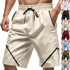 Detailed view of men's quick-dry athletic shorts with zipper pockets and color variants