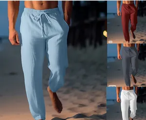 Detailansicht der Leinenhose für Herren mit Kordelzug in verschiedenen Farben für Strand