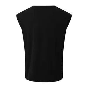 Vue arrière d'un débardeur de sport noir uni pour homme avec des larges bretelles
