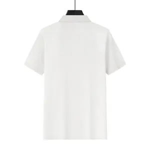 Detailed rear view of a white waffle texture short-sleeved polo shirt for stylish men