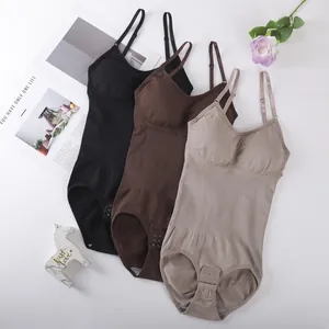 Body Sculptant sans Couture pour Femmes Avec Rembourrage Poitrine Contrôle du Ventre Remonte-fesses Polyamide Débardeur Amincissant