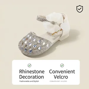 Sandali da principessa per neonata con strass e fiocco, scarpe estive bianche
