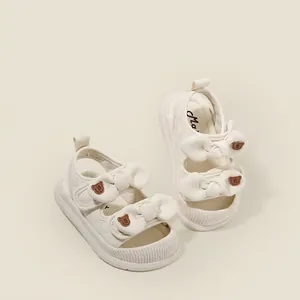 Sandali da Bambina con Fiocco Principessa Scarpe Primi Passi Neonato Suola Morbida Antiscivolo Microfibra Trapuntata Scarpe Estive