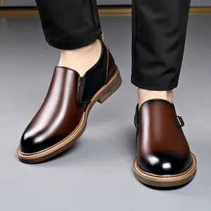 Elegantes mocasines de cuero degradado marrón para hombre con hebilla Monk Strap