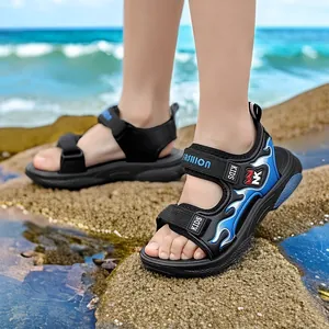 Sandalias de verano transpirables para niños, calzado de playa con diseño de llamas