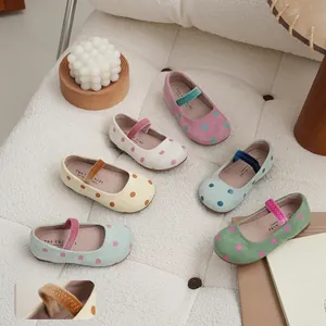Kids Girls Mary Jane Flats Sweet Polka Dot Print Casual Shoes With Elastic Band Summer Spring Soft Sole Non-Slip Shoes