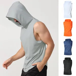 Débardeur de sport à capuche sans manches pour hommes en plusieurs couleurs pour le fitness