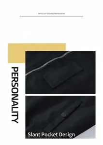 Détail en gros plan montrant la fermeture éclair métallique et la poche de cette veste bomber