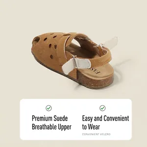 Sandalias cerradas de verano para niños en ante con correas de velcro ajustables