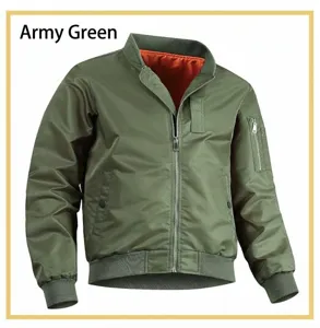 Veste aviateur homme vert armée classique avec doublure intérieure orange emblématique