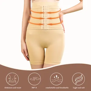 Faja reductora de talle alto sin costuras con cierre de corchetes ajustable para mujer