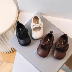 Baby Girls Mary Jane Princess Shoes Bow Soft Sole Walking Shoes Toddler First Walkers Flat Dress Shoes For Spring Autumn
