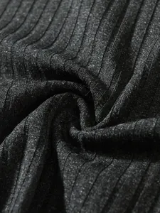 Close-up detail of black ribbed knit fabric texture for men's athletic tank top