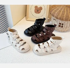 Fashionable closed-toe high-top Roman sandals for toddlers in multiple colors