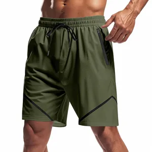 Pantaloncini sportivi da uomo verde oliva con coulisse in vita e tasca laterale