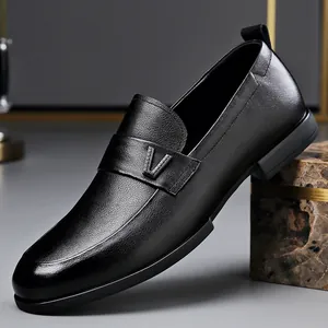 Ανδρικά Επαγγελματικά Loafers από Γνήσιο Δέρμα Μαλακή Σόλα Slip-on Παπούτσια Οδήγησης Με Μεταλλική Αγκράφα V Δερμάτινα Παπούτσια