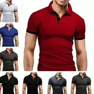 Slim fit short sleeve polo shirts for men, available in multiple vibrant colors