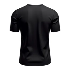 Vue arrière d'un t-shirt de sport noir pour homme en tissu respirant et extensible de qualité