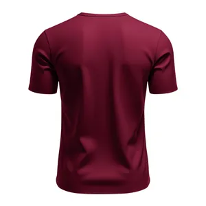 Vue arrière d'un t-shirt de sport bordeaux pour homme en tissu respirant à séchage rapide