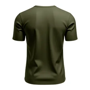 Vue arrière d'un t-shirt de sport pour homme vert olive à séchage rapide