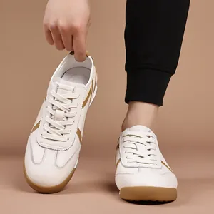 Men's retro white German army trainers with comfortable soft gum sole and lace-up