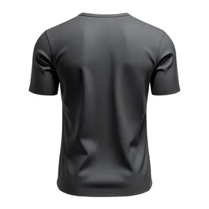 Vue arrière détaillée d'un t-shirt de sport noir à séchage rapide pour hommes extensible