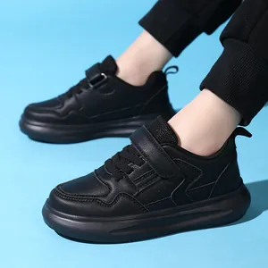 Baskets pour Enfants Garçons Similicuir Semelle Épaisse Mode Chaussures de Course Décontractées Fermeture Auto-agrippante École