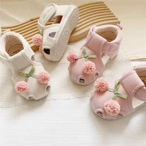 Sandalias de Punta Cerrada para Niñas Pequeñas Lona Antideslizante Zapatos de Primeros Pasos Estilo Princesa Verano Con Cereza