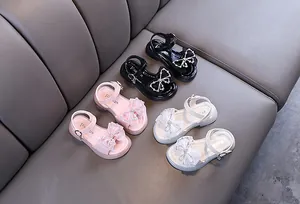 Elegante Mädchen Prinzessin Sandalen mit Strass in Schwarz, Rosa und Weiß Farben