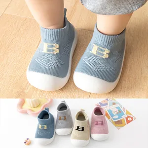 Baby Lauflernschuhe Rutschfest Weiche Sohle Atmungsaktiv Mesh Strick Socken Schuhe Für Jungen Mädchen 1-3 Jahre Cartoon Buchstabe B