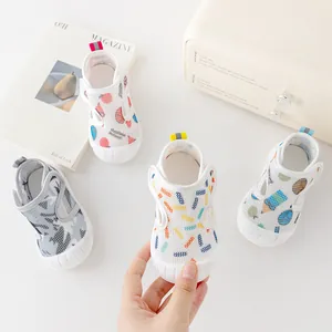 Breathable mesh baby walking shoes with soft non-slip soles for summer indoor outdoor use