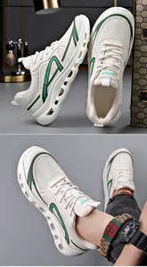 Vista dettagliata delle scarpe da corsa traspiranti da uomo con eleganti accenti verdi