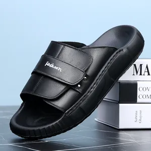 Herren Kopfschicht Rindsleder Pantoletten Sommer Mode Leder Sandalen Rutschfest Atmungsaktiv Outdoor Freizeit Strand Slipper Für Herren