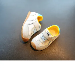 Detailed overhead view of breathable toddler walking sneakers for boys and girls