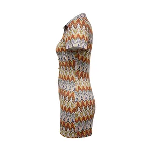 Side view of fashion wave pattern V-neck short sleeve romper for women