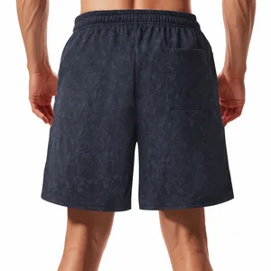 Back view detail of men's loose tie-dye french terry shorts with rear pocket
