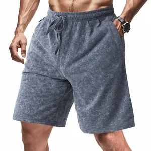 Detailed view of men's summer tie-dye casual sports shorts with adjustable drawstring waist