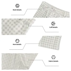 Detailweergave van de taille, zoom en getextureerde stof van deze geruite herenpantalon